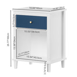 White Navy Wooden Nightstand | OROA Kids