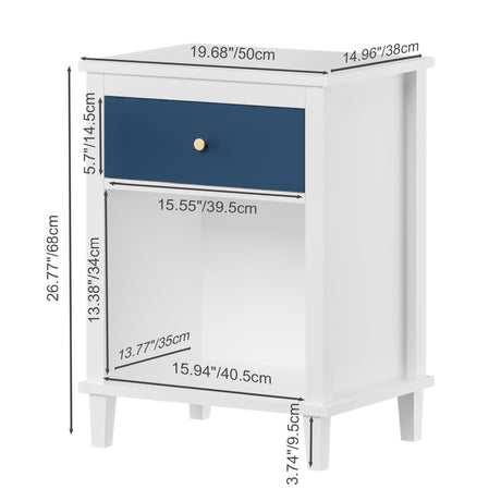 White Navy Wooden Nightstand - OROA Kids - view 5