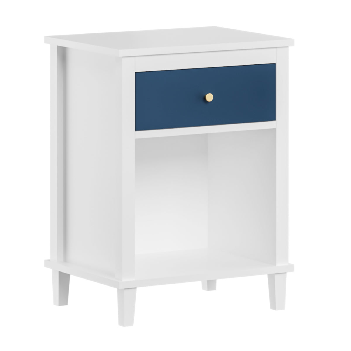 White Navy Wooden Nightstand | OROA Kids