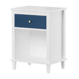 White Navy Wooden Nightstand | OROA Kids