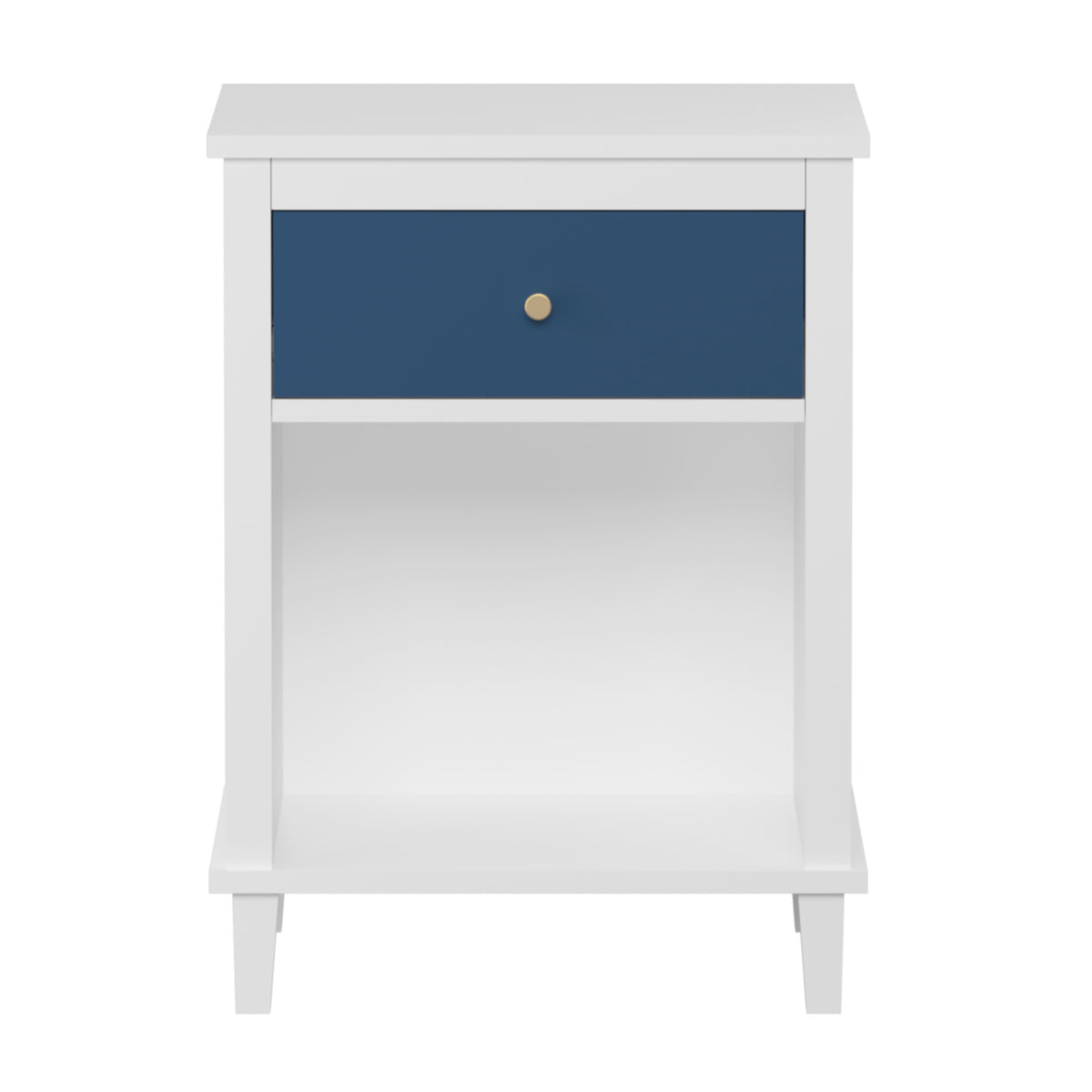 White Navy Wooden Nightstand | OROA Kids