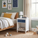 White Navy Wooden Nightstand | OROA Kids