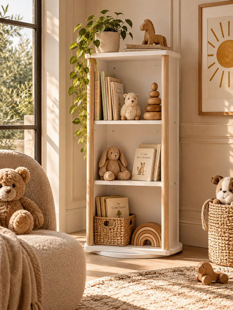 3-Tier Wood Rotating Kids Bookshelf with Chalkboard | OROA Kids
