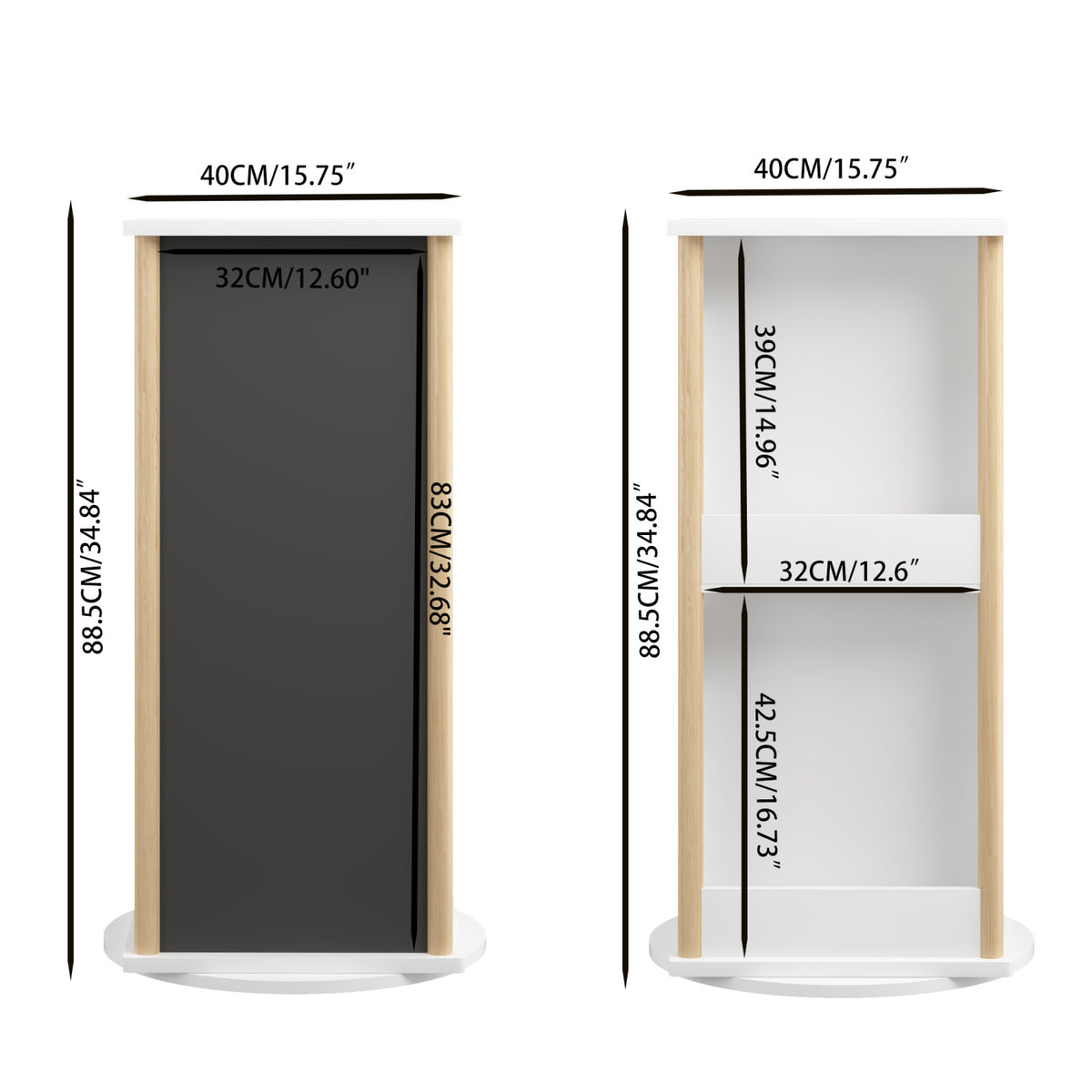 3-Tier Wood Rotating Kids Bookshelf with Chalkboard | OROA Kids