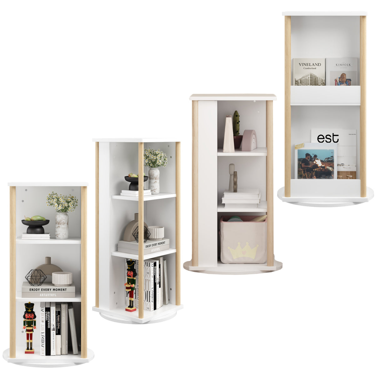 3-Tier Wood Rotating Kids Bookshelf with Chalkboard | OROA Kids