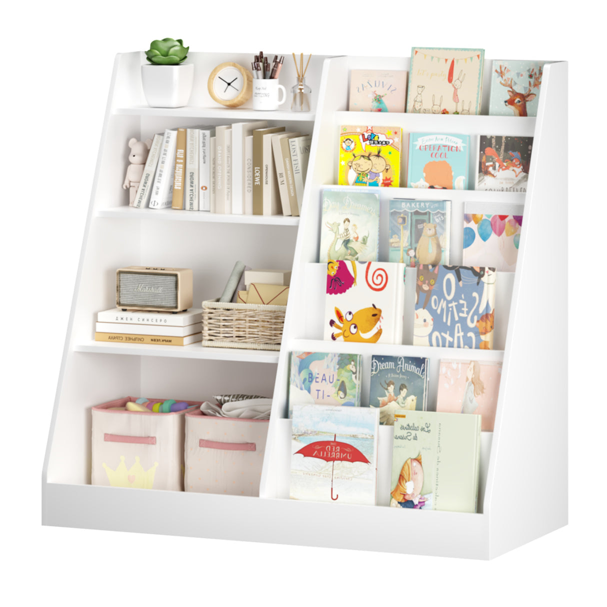 4-Tier Wooden Kids Bookshelf and Toy Storage | OROA Kids