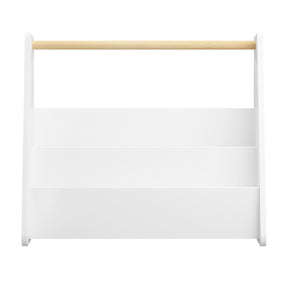 Modern European furniture - Kids White 2-Tier Bookshelf with Wooden Handle - www.oroa.com