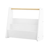 Kids White 2-Tier Bookshelf with Wooden Handle | OROA Kids
