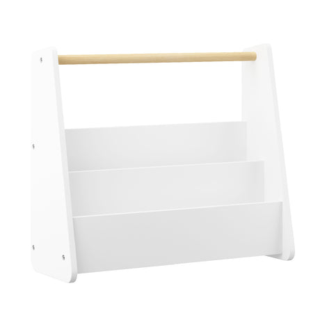 Kids White 2-Tier Bookshelf with Wooden Handle | OROA Kids