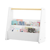 Kids White 2-Tier Bookshelf with Wooden Handle | OROA Kids