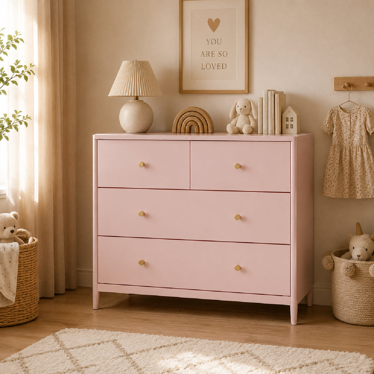 Pink 4-Drawer Kids Dresser | OROA Kids