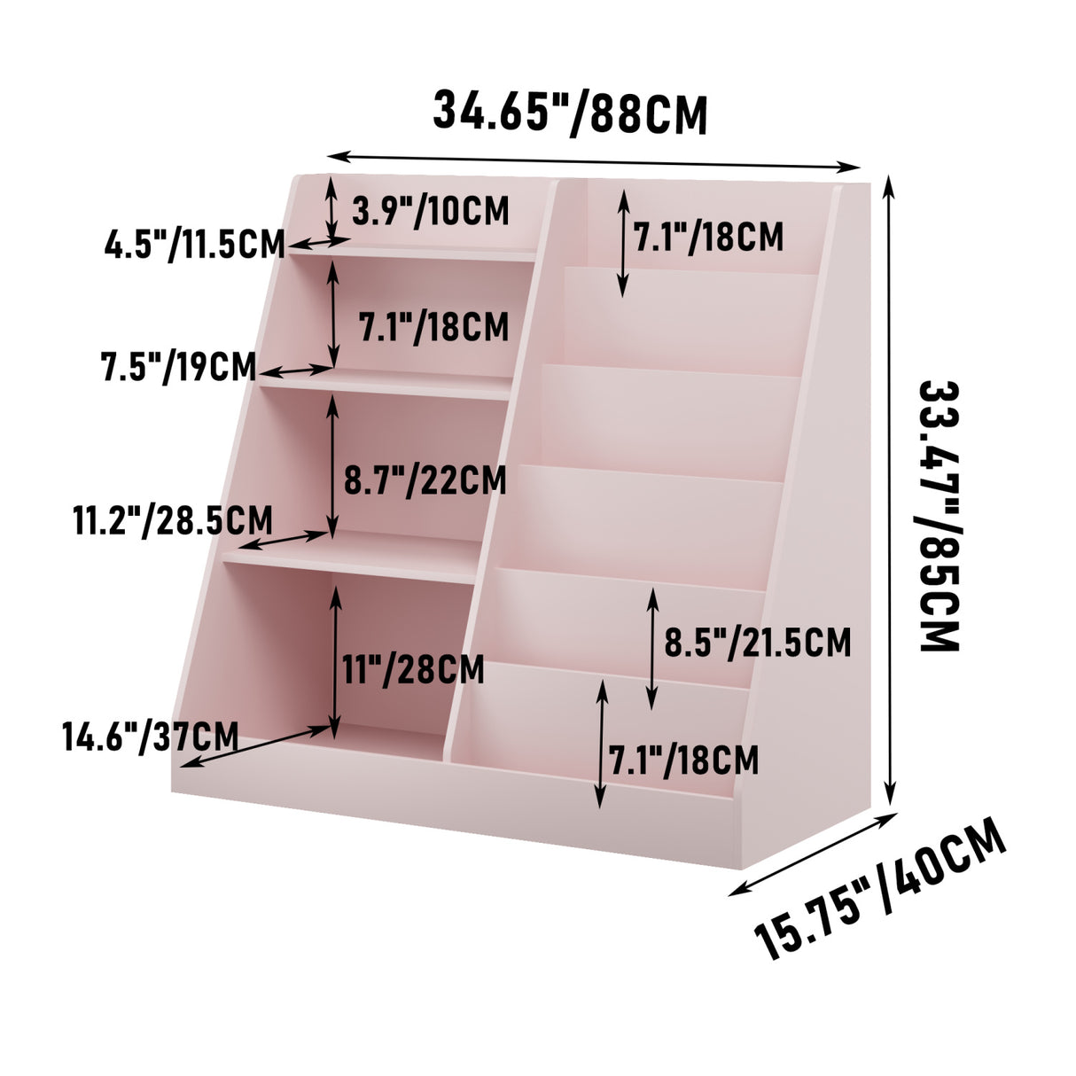 Pink 4-Tier Kids Bookshelf Toy Storage Organizer | OROA Kids