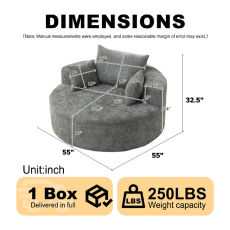 Gray Chenille Sponge Single Sofa | OROA