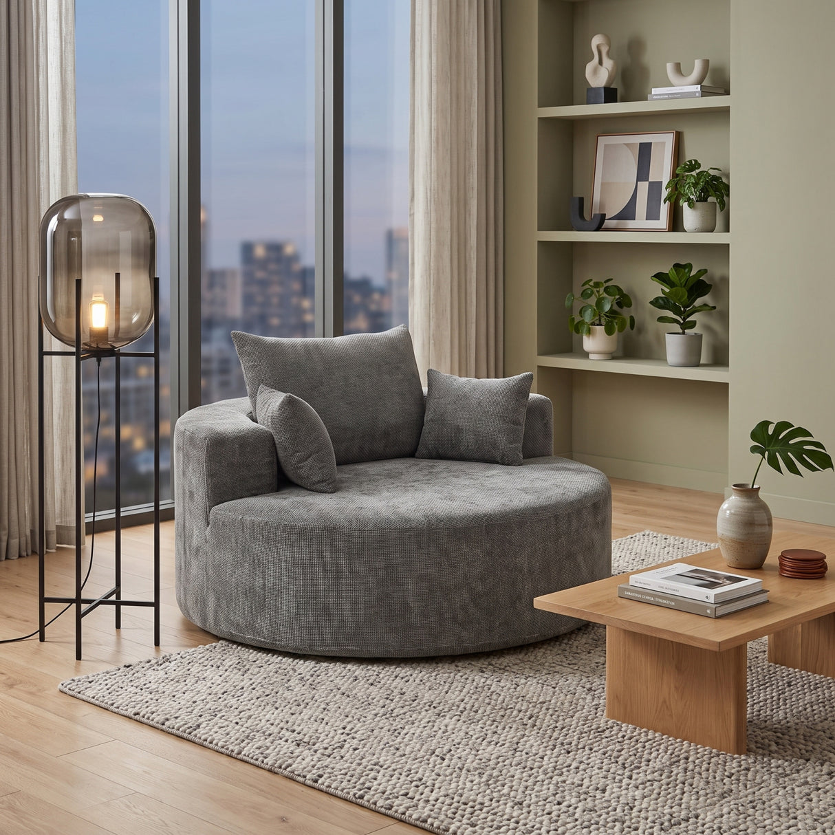 Gray Chenille Sponge Single Sofa | OROA