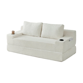 Modern European furniture - Corduroy White Sofa Bed - www.oroa.com