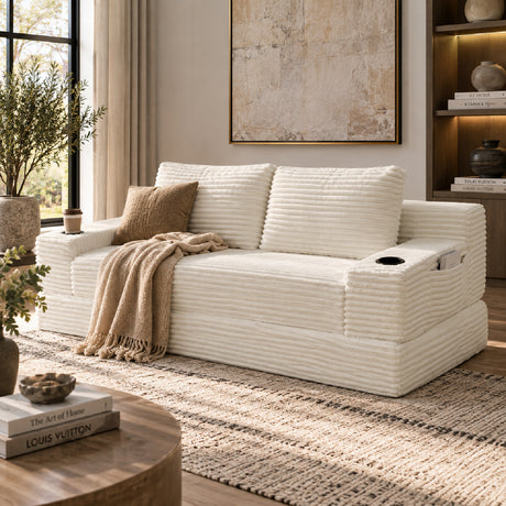 Corduroy White Sofa Bed | OROA