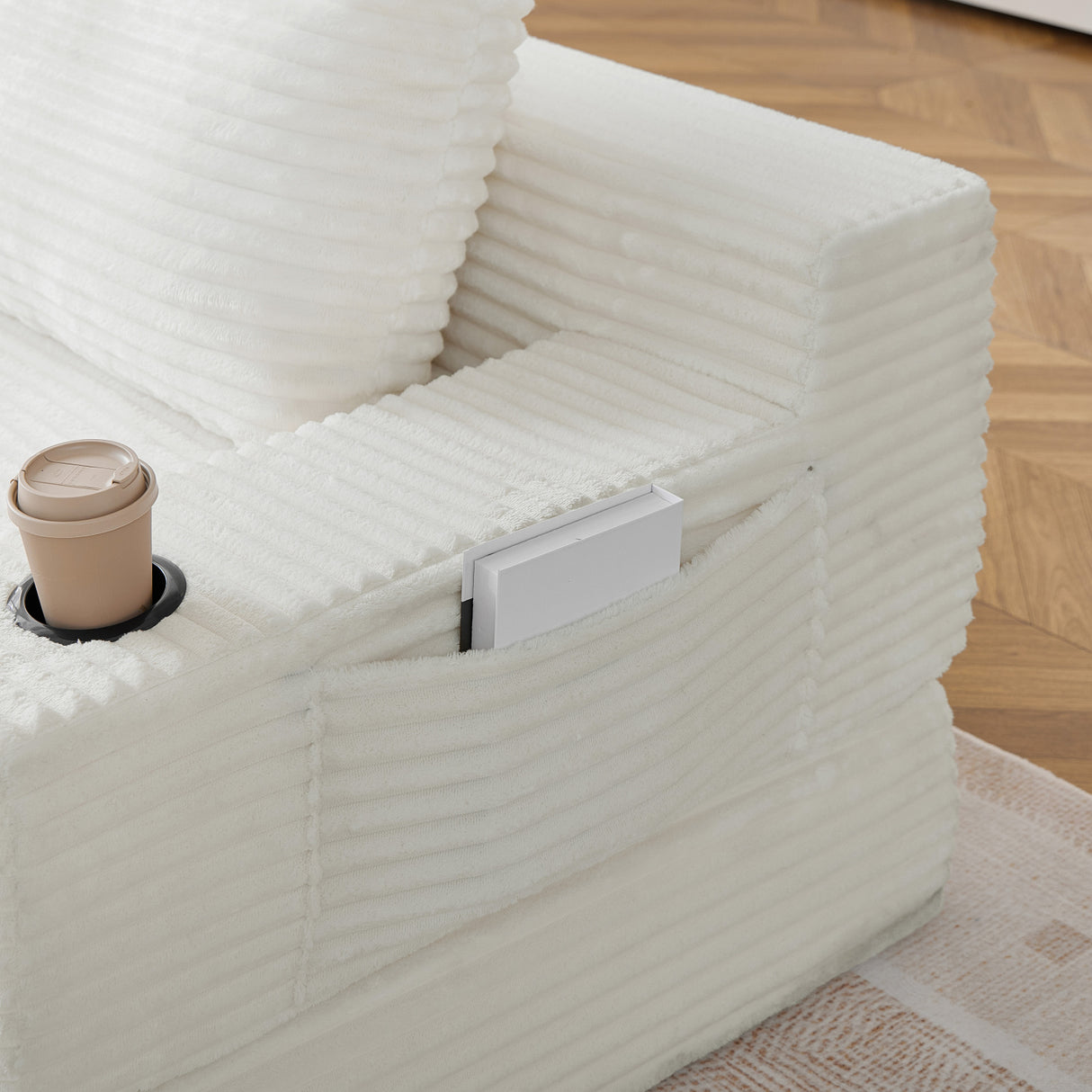 Corduroy White Sofa Bed | OROA