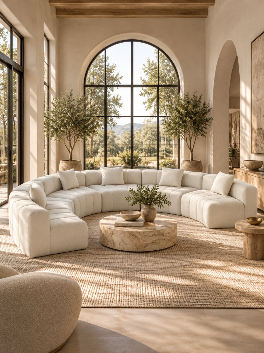 Modern European furniture - Curved Symmetrical Modular Sectional Sofa - www.oroa.com