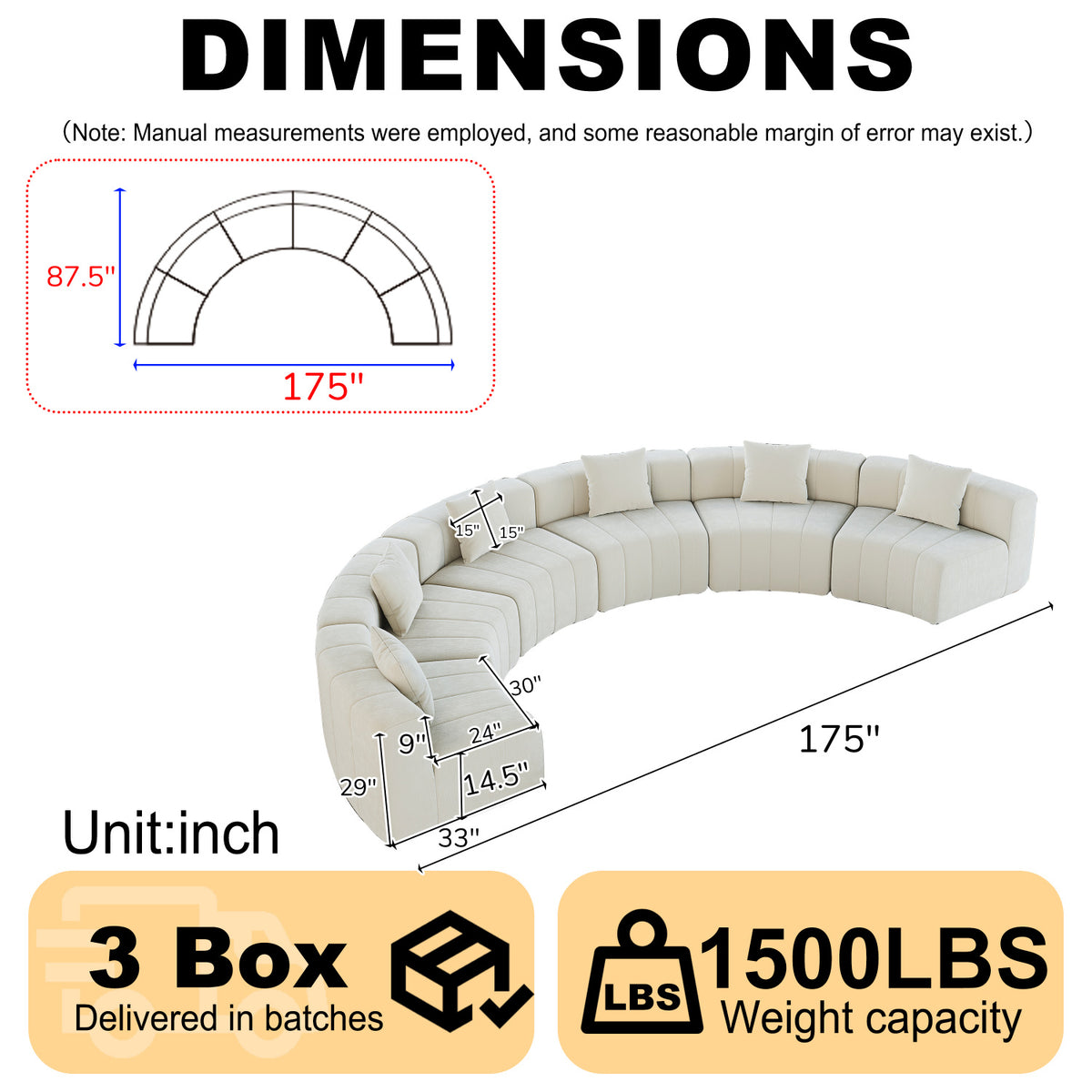 Modern European furniture - Curved Symmetrical Modular Sectional Sofa - www.oroa.com