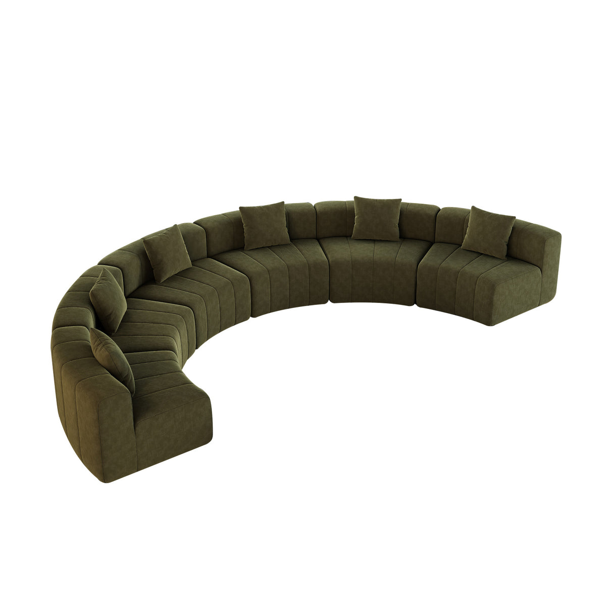 Green Chenille Curved Sectional Sofa | OROA