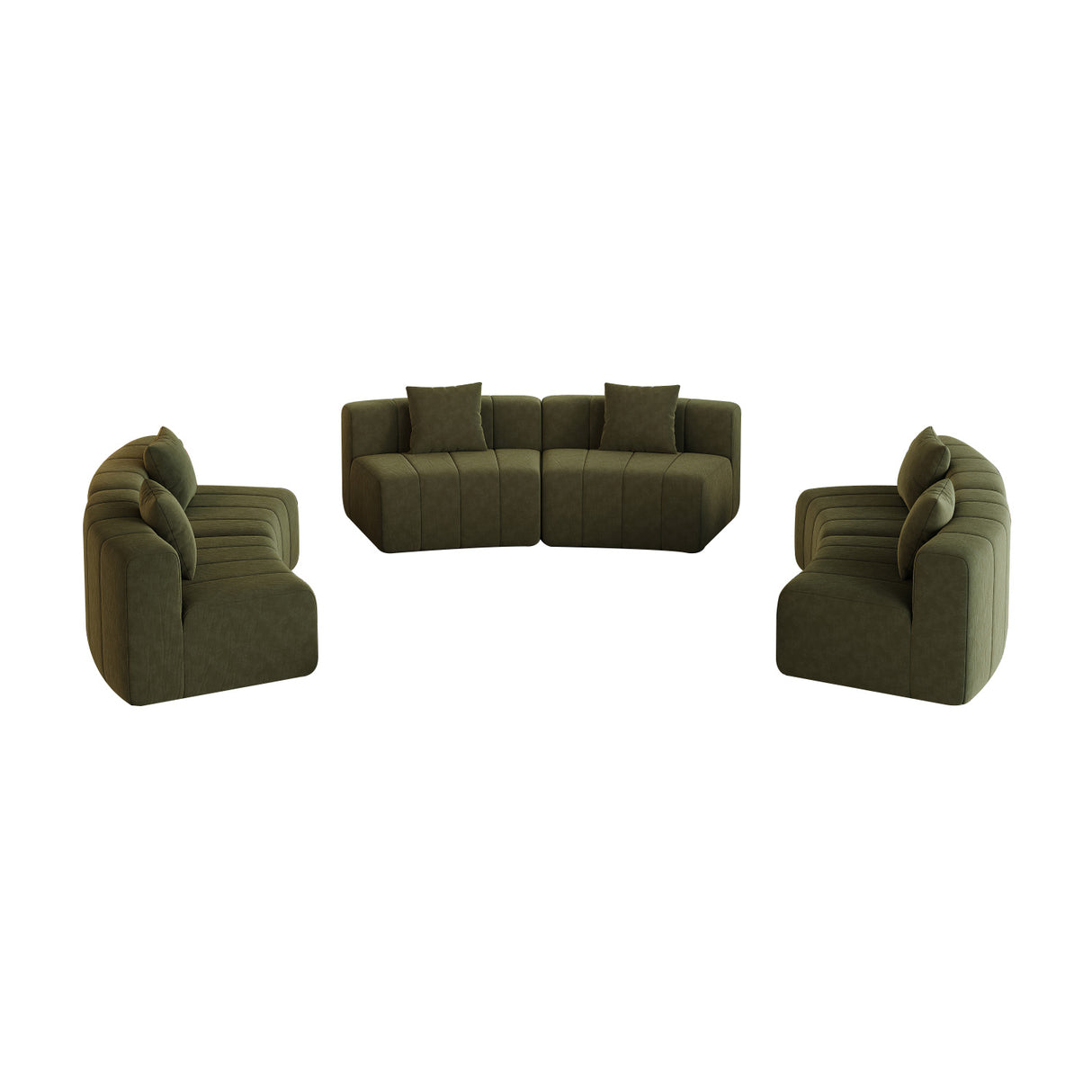 Green Chenille Curved Sectional Sofa | OROA