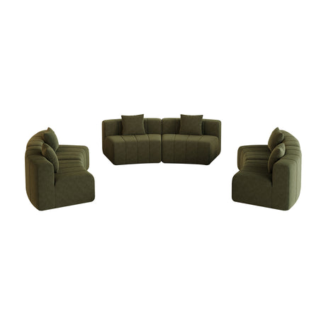 Green Chenille Curved Sectional Sofa | OROA
