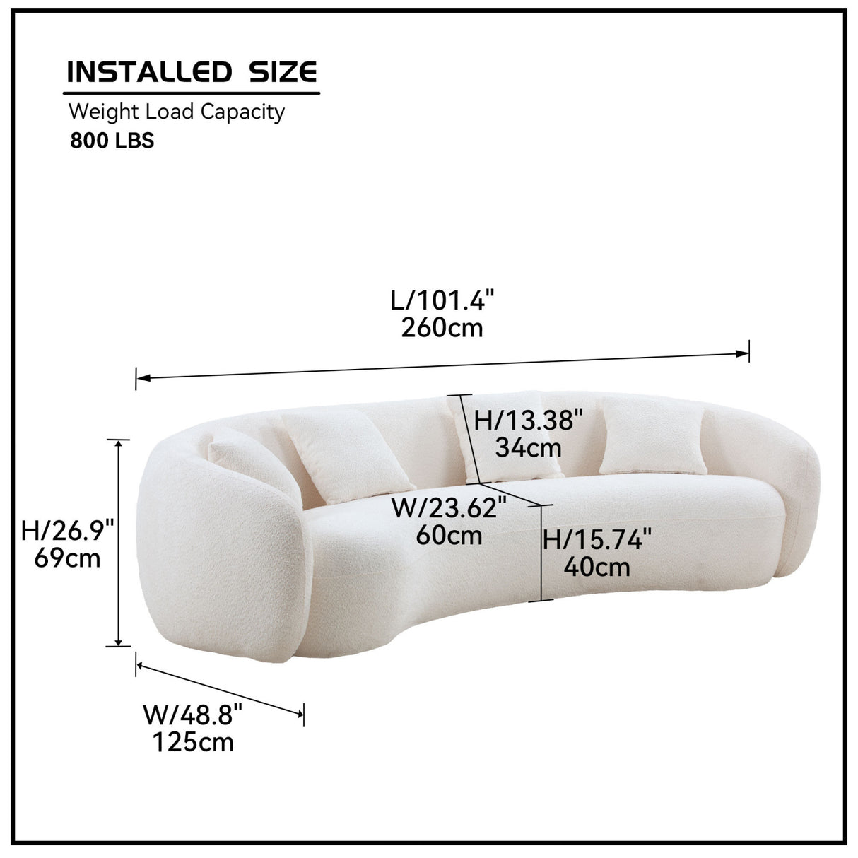 White 5-Seater Boucle Sectional Sofa | OROA