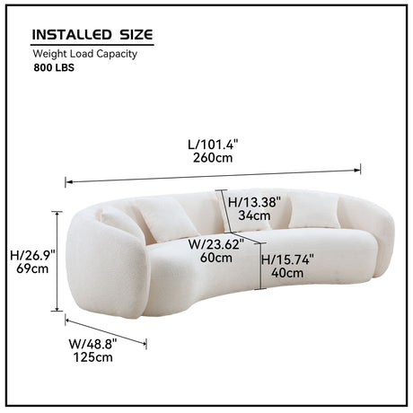 White 5-Seater Boucle Sectional Sofa | OROA