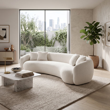 White 5-Seater Boucle Sectional Sofa | OROA