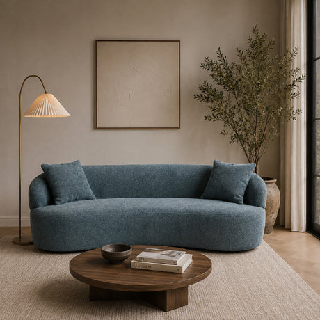Modern Blue Curved 3 Seater Sofa | OROA