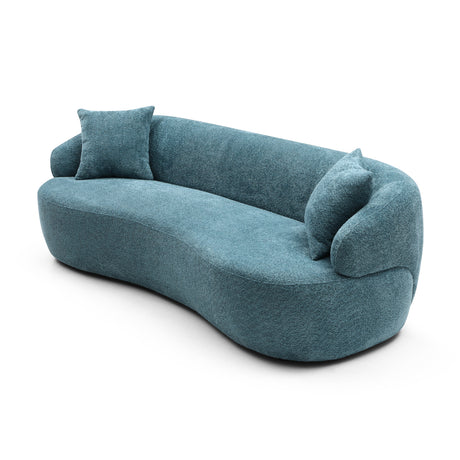 Modern Blue Curved 3 Seater Sofa | OROA