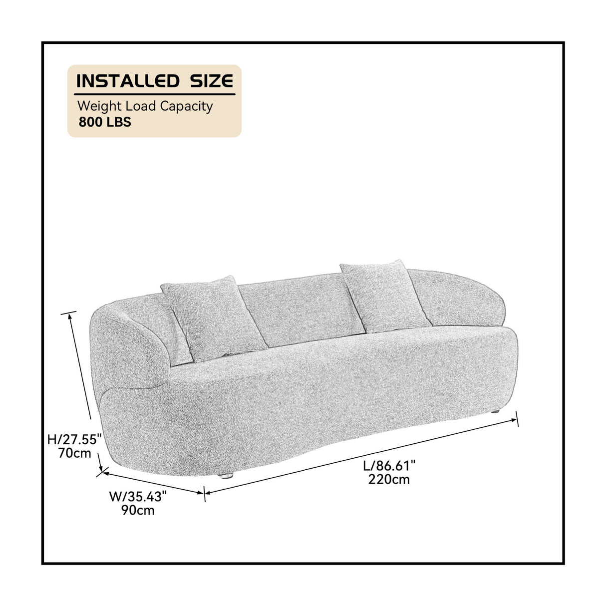 Modern Blue Curved 3 Seater Sofa | OROA