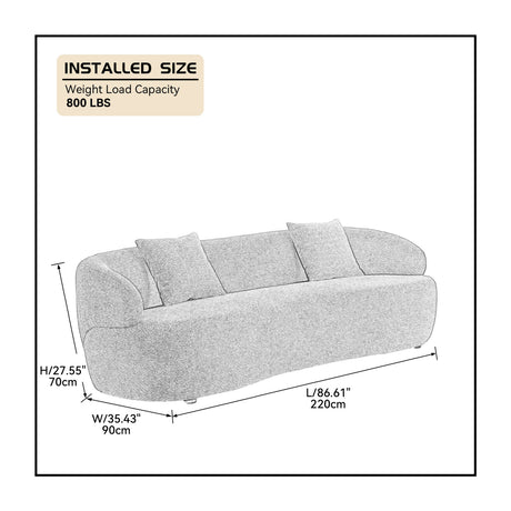Modern Blue Curved 3 Seater Sofa | OROA