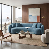 Blue Boucle Curved Sectional Sofa | OROA