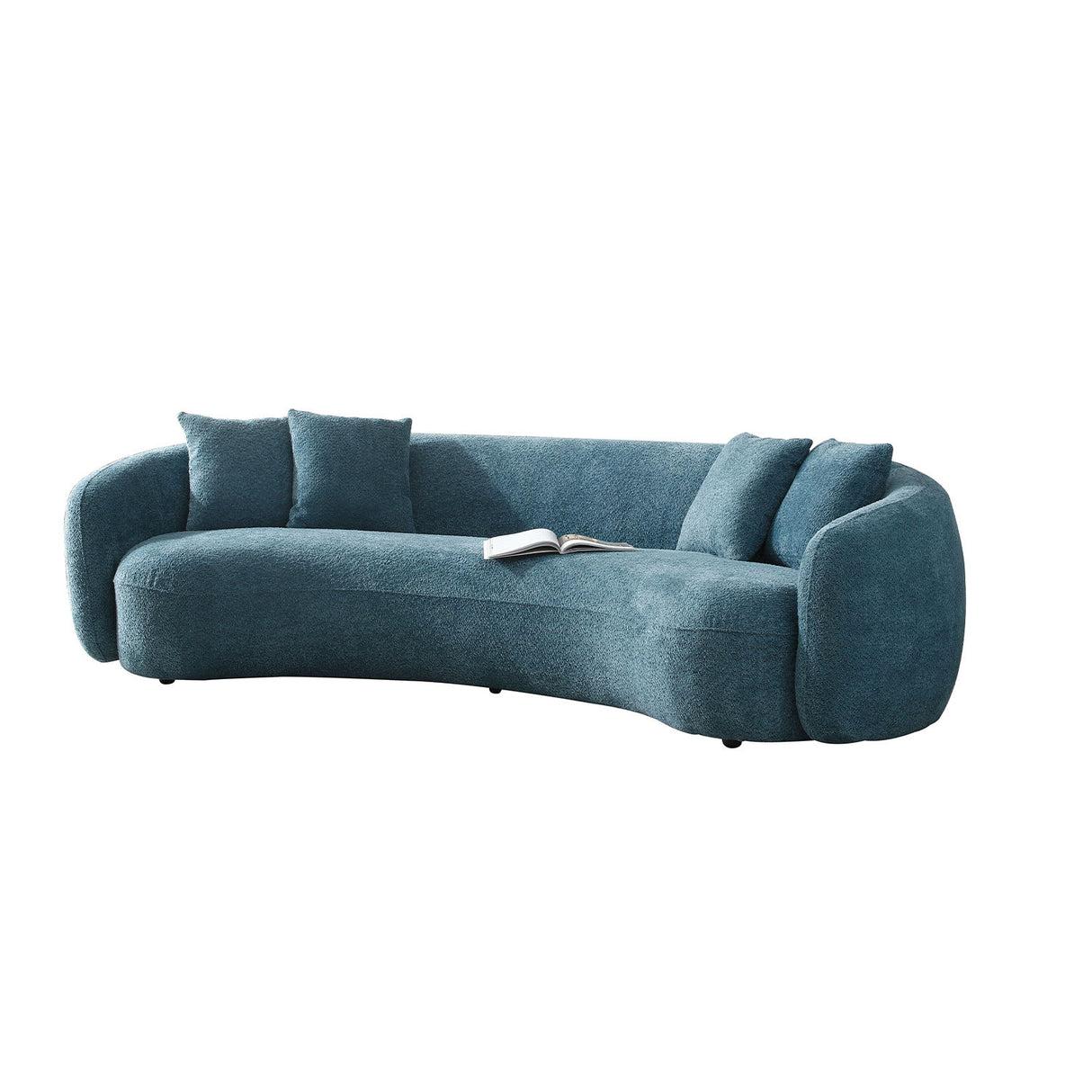 Blue Boucle Curved Sectional Sofa | OROA