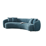 Blue Boucle Curved Sectional Sofa | OROA