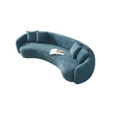 Blue Boucle Curved Sectional Sofa | OROA