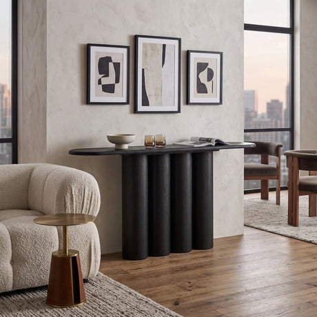 67'' Modern Black Wood Console Table | OROA