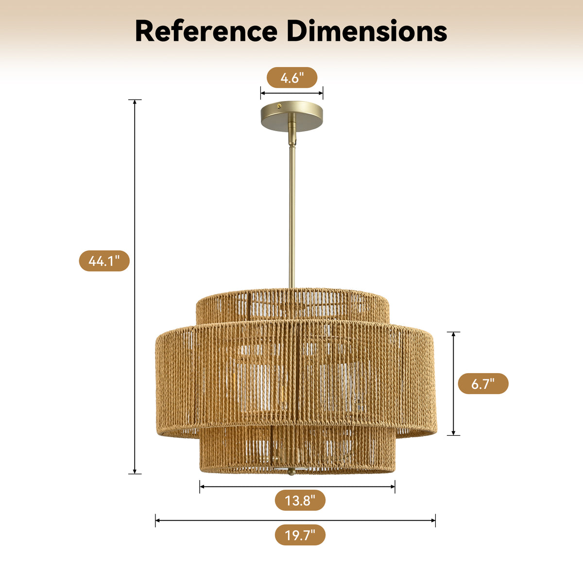 Boho Rattan 3-Light Rustic Modern Chandelier Pendant | OROA