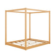 Modern European furniture - Natural Pine Wood Queen Size Canopy Platform Bed - www.oroa.com