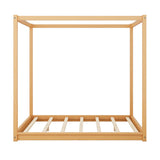 Modern European furniture - Natural Pine Wood Queen Size Canopy Platform Bed - www.oroa.com