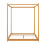 Modern European furniture - Natural Pine Wood Queen Size Canopy Platform Bed - www.oroa.com