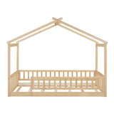 Natural Twin Size Wood Bed House | OROA Kids