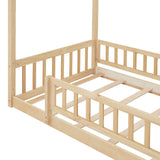 Natural Twin Size Wood Bed House | OROA Kids