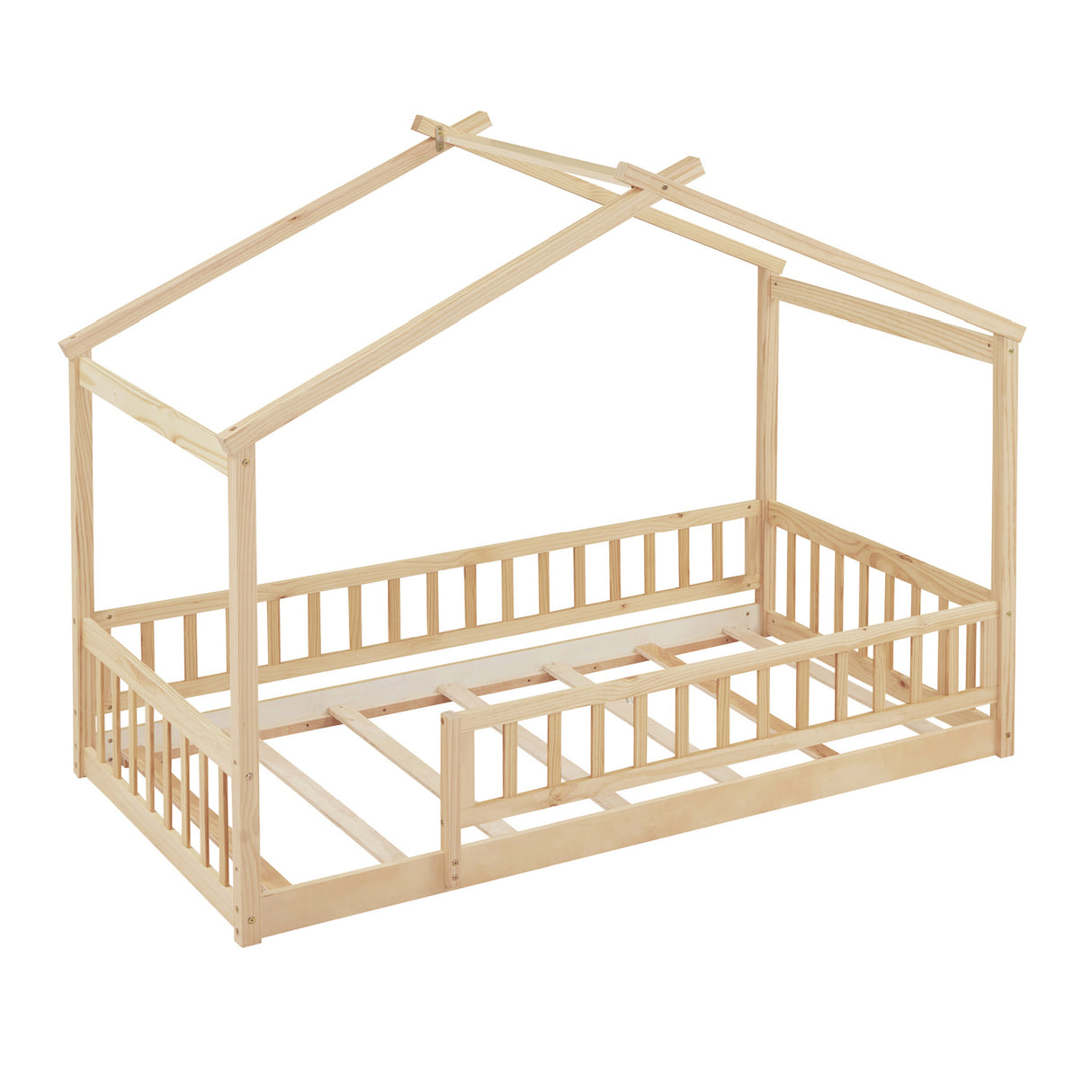 Natural Twin Size Wood Bed House | OROA Kids