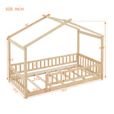 Natural Twin Size Wood Bed House | OROA Kids