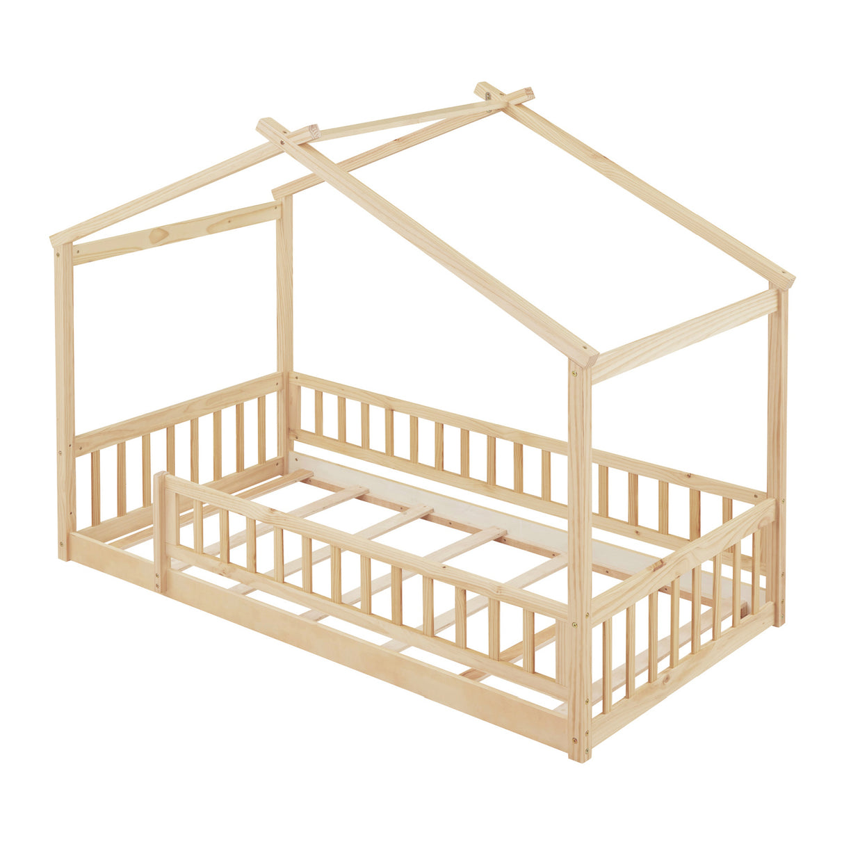 Natural Twin Size Wood Bed House | OROA Kids