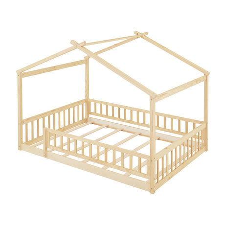 Full Size Wood Bed House Bed Frame  | OROA Kids