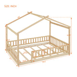 Full Size Wood Bed House Bed Frame  | OROA Kids