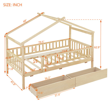 Twin Size Wooden House Bed | OROA Kids